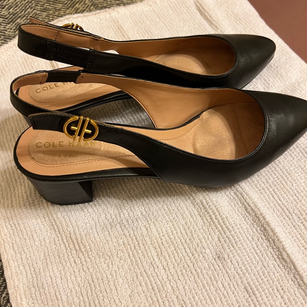 Cole Haan Black Heels with Slingback Design